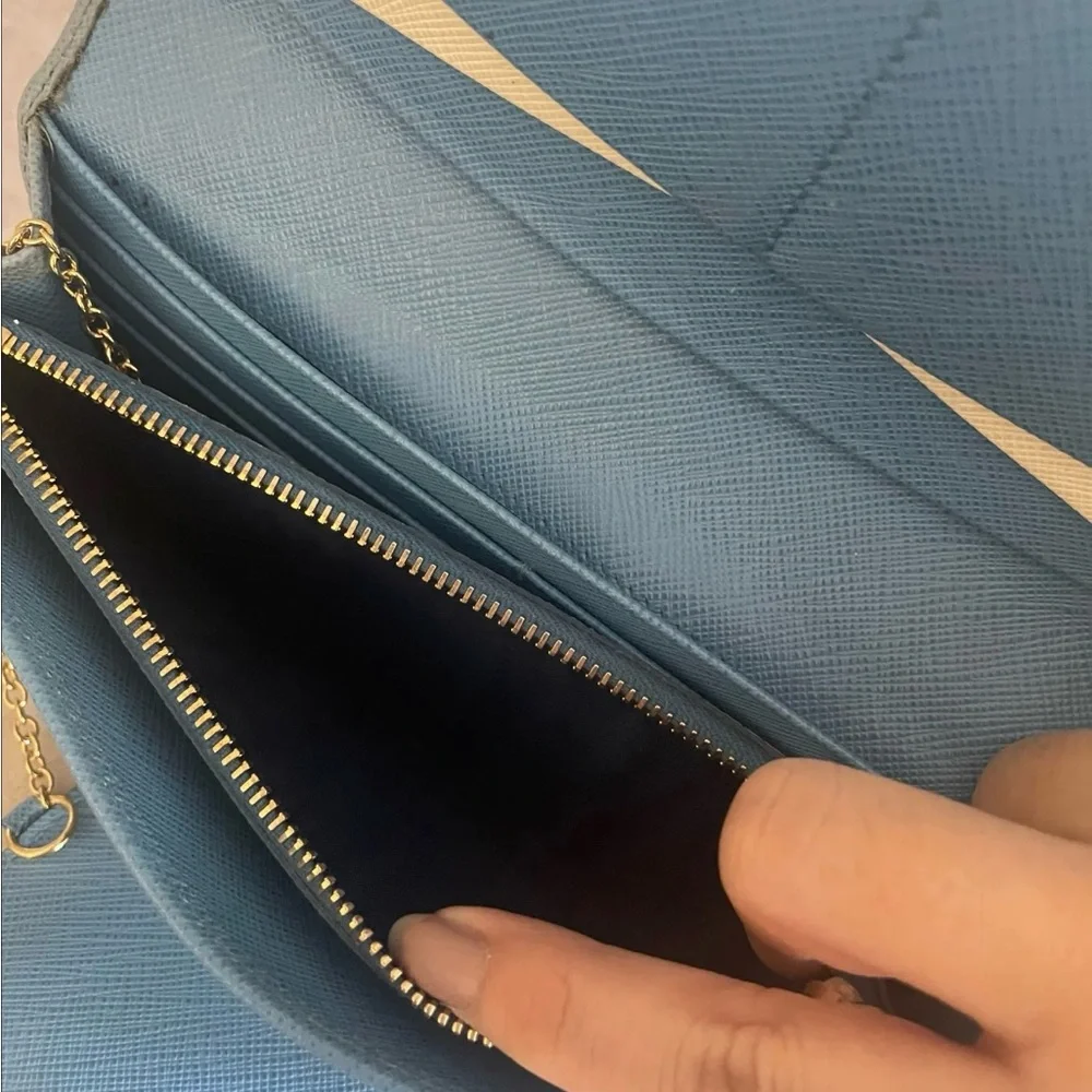 Prada Blue Long Wallet w/ Matching Cardholder - Picture 8 of 8